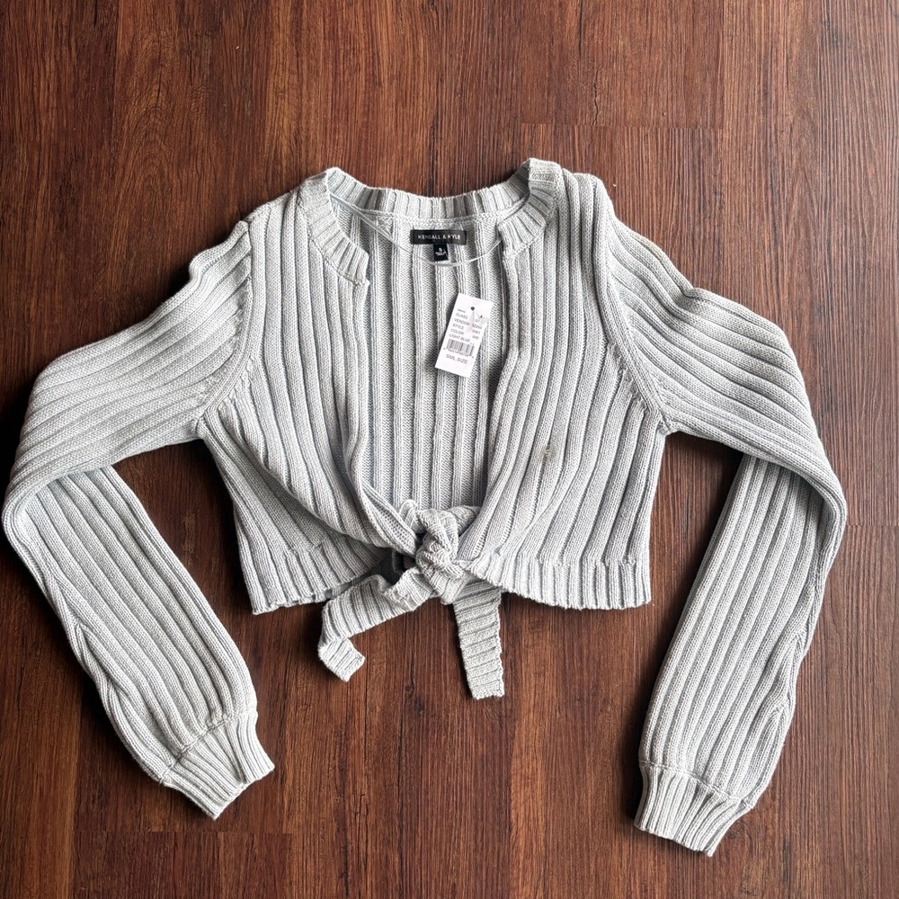 Light Blue Kendall & Kylie Ribbed Tie-Front Sweater NWT